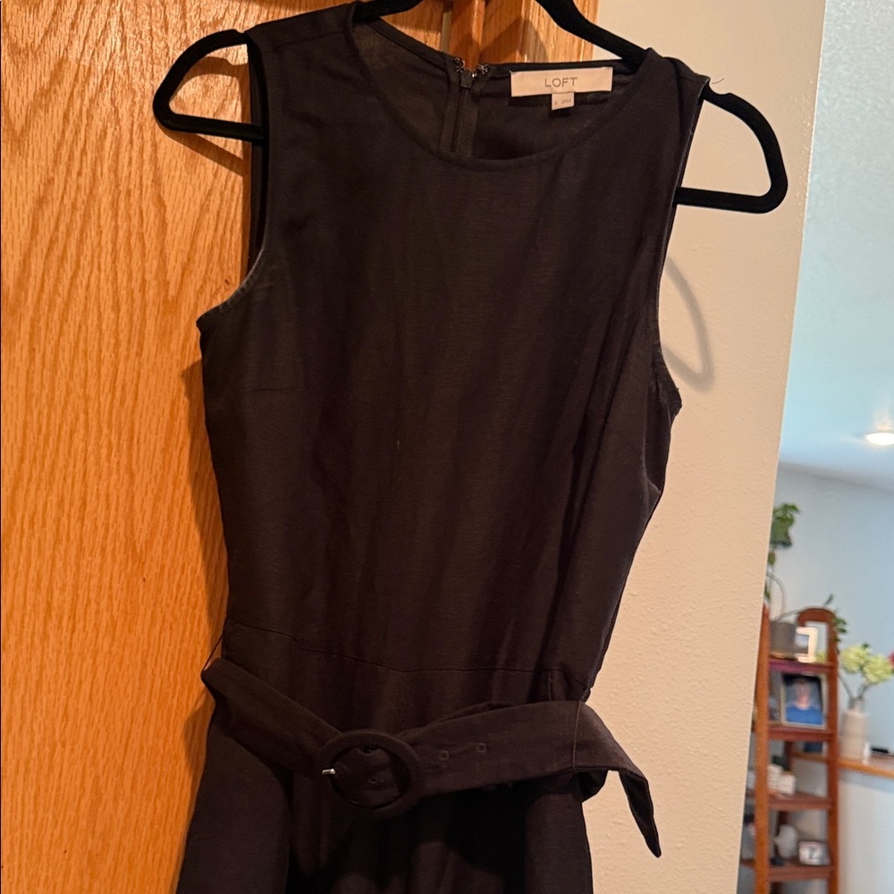 LOFT Linen Black Jumpsuit